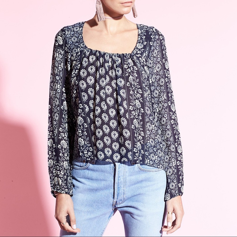 Gypsy 05 floral mixed print peasant style blouse